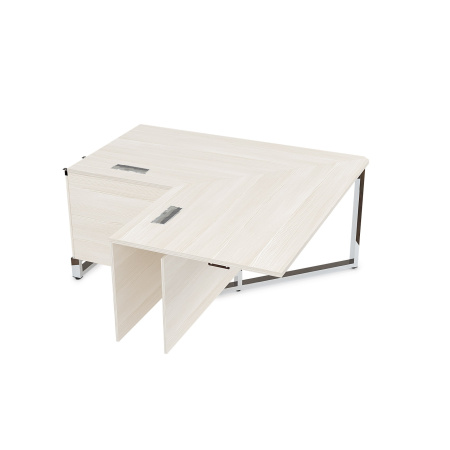 16СУС.184 Стол угловой бенч, средний модуль  (1400/800x1400/800x750) (Ivory | Металл Глянец)