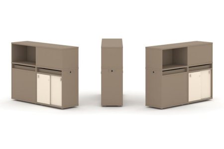 Тумба двойная + низкая надставка ES.NB.2N-20 (1500х410х1135) (Латте/Сатин)