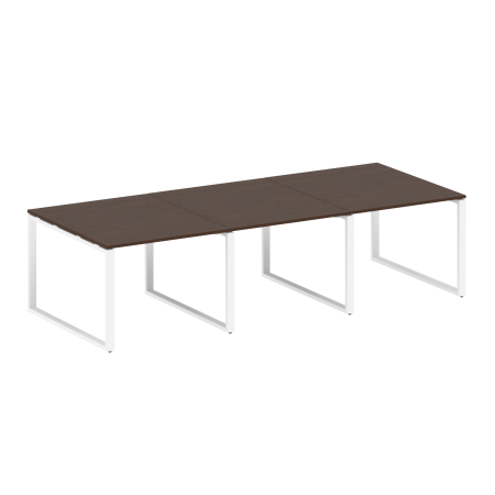 Переговорный стол 3 столешницы Metal System Style БО.ПРГ-3.1 3000x1235x750 (Венге Цаво/Белый металл)
