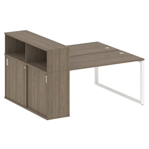 Рабочая станция с шкафом-купе на О-образном м/к Metal System Style БО.РС-СШК-2.3 Т 1810x1475x1098 (Вяз/Белый металл)
