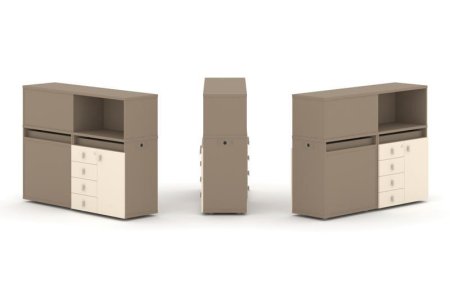 Тумба двойная + низкая надставка ES.NB.2N-15 (1500х410х1135) (Латте/Сатин)