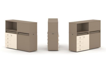 Тумба двойная + низкая надставка ES.NB.2N-16 (1500х410х1135) (Латте/Сатин)