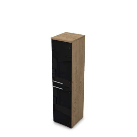 9П.004.13 Пенал со стеклом (400x450x1645) (Teakwood)