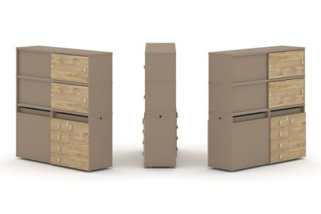 Тумба двойная + высокая надставка ES.NB.2V-24 (1500х410х1520) (Латте/Тиквуд Светлый)