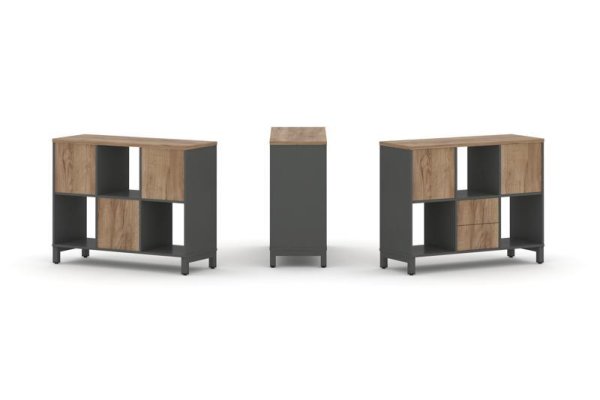 Набор стеллажа 1 сторонний, 2 яруса SN.NS-231 (1121х400х881) (Антрацит/Дуб Табак/Металл Антрацит) Набор стеллажа 1 сторонний, 2 яруса SN.NS-231 (1121х400х881) (Антрацит/Дуб Табак/Металл Антрацит)