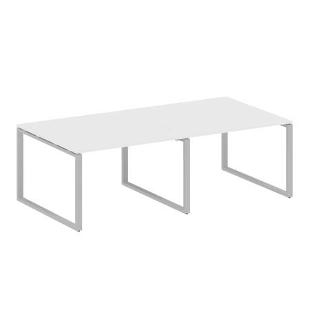 Переговорный стол 2 столешницы Metal System Style БО.ПРГ-2.2 2400x1235x750 (Белый/Серый металл)