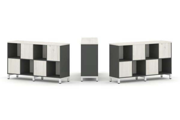 Набор стеллажа 2-х сторонний, 2 яруса SN.NSD-241 (1488х400х881) (Антрацит/Дуб Наварра/Металл Белый)