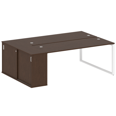 Рабочая станция с шкафом-купе на О-образном м/к Metal System Style БО.РС-СШК-1.5 Т 2210x1475x750 (Венге Цаво/Белый металл)