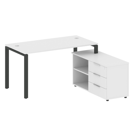 Рабочая станция с опорной тумбой правая Metal System Style БП.РС-СТС-2.3 Пр 1500x1520x750 (Белый/Антрацит металл)