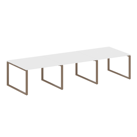 Переговорный стол 3 столешницы Metal System Style БО.ПРГ-3.2 3600x1235x750 (Белый/Мокко металл)