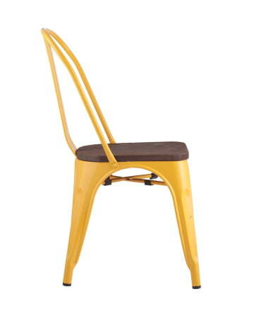Стул TOLIX WOOD желтый (Стул Tolix желтый глянцевый, темное дерево) Стул TOLIX WOOD желтый (Стул Tolix желтый глянцевый, темное дерево)