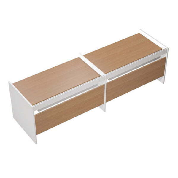 Рабочая станция на опорах ДСП (2х140) c ProSystem Profiquadro КВ 1202-2 БВ 2875x806x835 (Белый премиум / Вишня скандинавская)