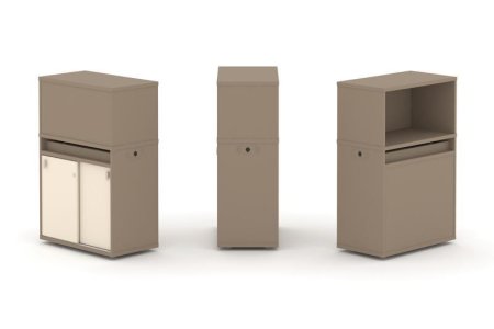 Тумба одиночная + низкая надставка ES.NB.1N-3 (750х410х1135) (Латте/Сатин)