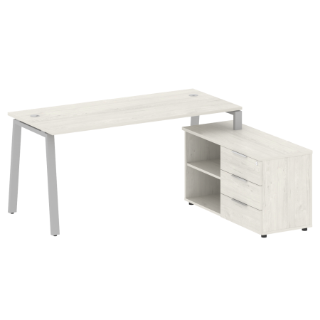 Рабочая станция с тумбой на А-образном м/к Metal System Style БА.РС-СТС-2.4 (R) 1700x1520x750 (Дуб наварра/Серый металл)
