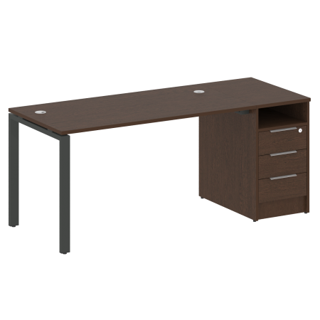 Рабочая станция с опорной тумбой Metal System Style БП.РС-СТП-1.3 1812x720x750 (Венге Цаво/Антрацит металл)