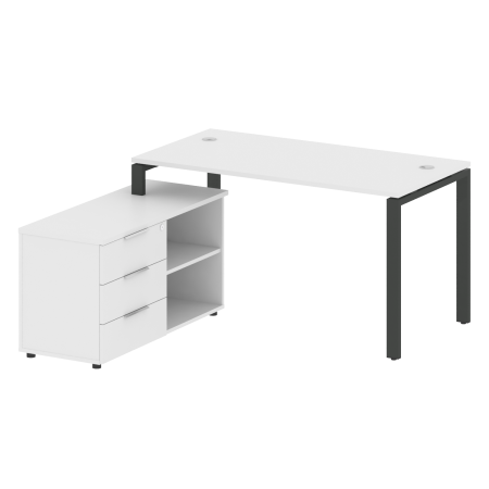 Рабочая станция с опорной тумбой левая Metal System Style БП.РС-СТС-2.3 Л 1500x1520x750 (Белый/Антрацит металл)