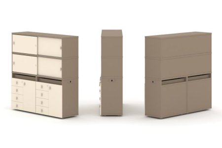 Тумба двойная + высокая надставка ES.NB.2V-5 (1500х410х1520) (Латте/Сатин)