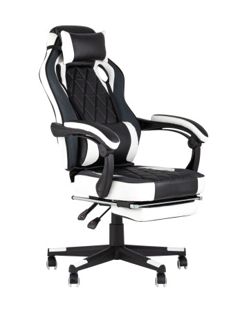 Кресло игровое TopChairs Virage черно-белое (Геймерское кресло Virage черно-белый)