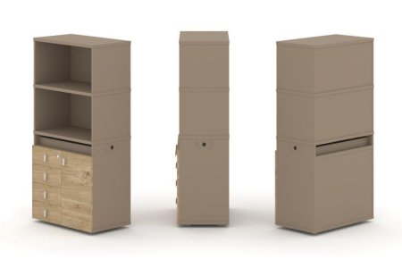 Тумба одиночная + высокая надставка ES.NB.1V-2 (750х410х1520) (Латте/Тиквуд Светлый)