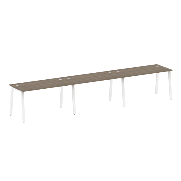 Рабочая станция на 3 рабочих места на А-образном м/к Metal System Style БА.СМ-3.3 4200x720x750 (Вяз/Белый металл)