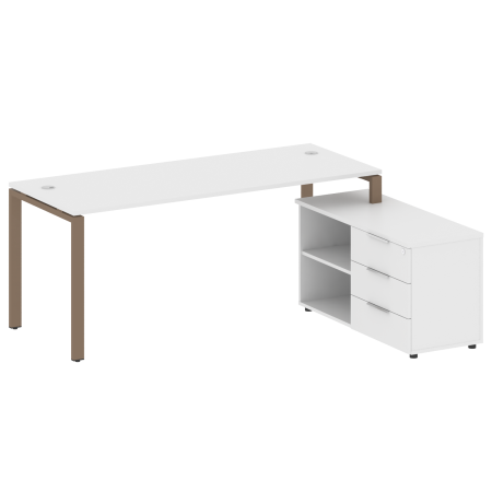 Рабочая станция с опорной тумбой правая Metal System Style БП.РС-СТС-2.5 Пр 1900x1520x750 (Белый/Мокко металл)