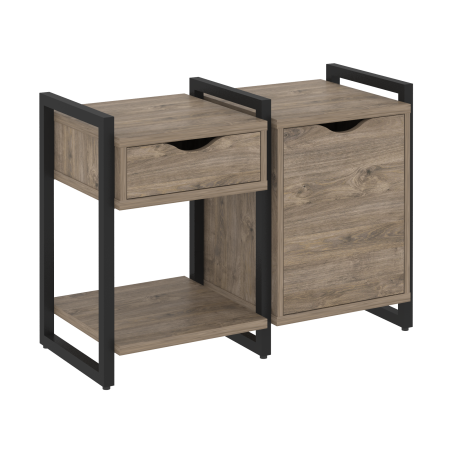 Тумба на регулируемых опорах наборная VR.L-TN-3.O 970x460x719 (Тиквуд Темный/Черный металл)