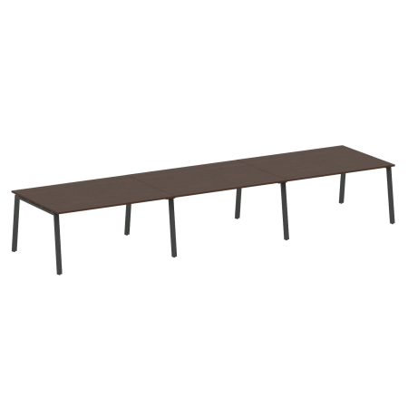 Стол для переговоров (3 столешницы) на А-образном м/к Metal System Style БА.ПРГ-3.4 4800x1235x750 (Венге Цаво/Антрацит металл)