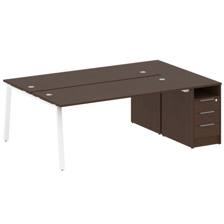 Рабочая станция с тумбой на А-образном м/к Metal System Style БА.РС-СТП-2.5 2212x1475x750 (Венге Цаво/Белый металл)