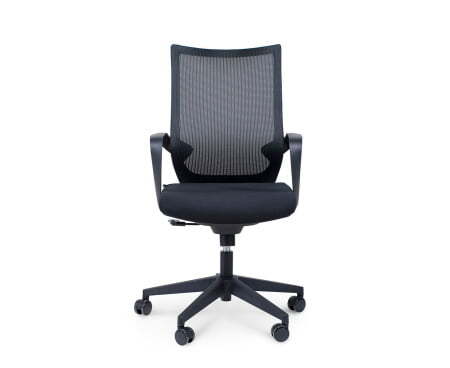 Кресло офисное / Спэйс LB / черный пластик / черная сетка / черная ткань (Черный)