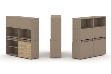 Тумба двойная + высокая надставка ES.NB.2V-10 (1500х410х1520) (Латте/Тиквуд Светлый)