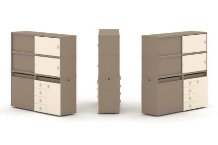 Тумба двойная + высокая надставка ES.NB.2V-24 (1500х410х1520) (Латте/Сатин)