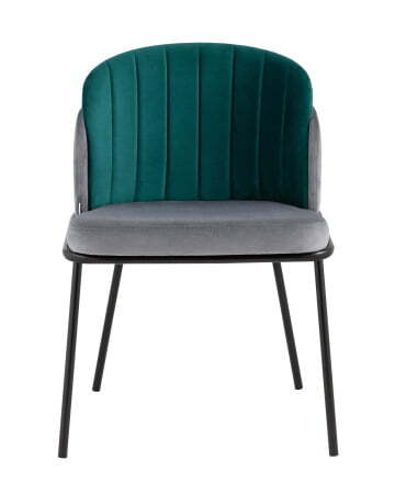 Стул Дабл велюр серый с изумрудной вставкой (Стул Дабл изумрудный) Стул Дабл велюр серый с изумрудной вставкой (Стул Дабл изумрудный)