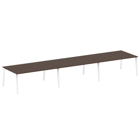 Стол для переговоров (3 столешницы) на А-образном м/к Metal System Style БА.ПРГ-3.5 5400x1235x750 (Венге Цаво/Белый металл)
