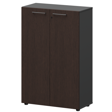 Шкаф средний закрытый Кортез СМШ38F 792x380x1190 (Дуб венге/Графит)
