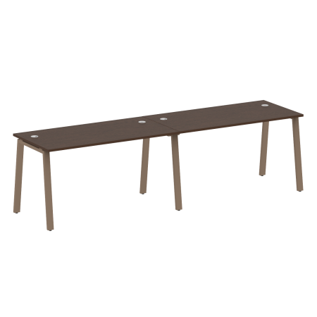 Рабочая станция на 2 рабочих места на А-образном м/к Metal System Style БА.СМ-2.3 2800x720x750 (Венге Цаво/Мокко металл)