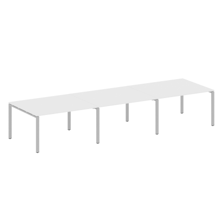 Переговорный стол 3 столешницы Metal System Style БП.ПРГ-3.3 4200x1235x750 (Белый/Серый металл)