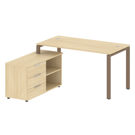 Рабочая станция с опорной тумбой левая Metal System Style БП.РС-СТС-2.3 Л 1500x1520x750 (Акация/Мокко металл)