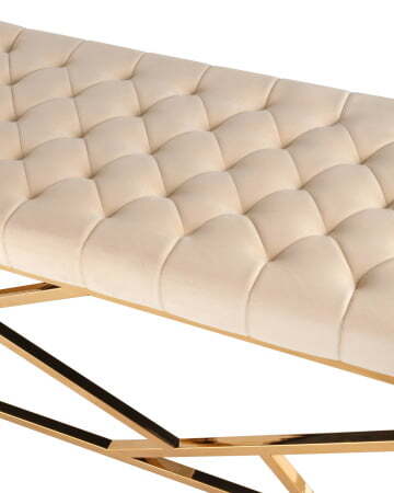 Банкетка-скамейка АРТ ДЕКО велюр бежевый сталь золото (Банкетка Арт Деко бежевый)