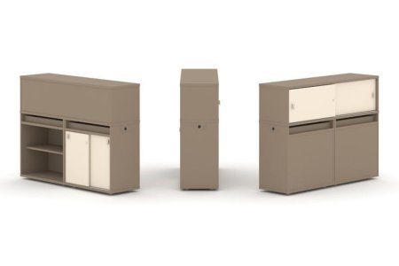 Тумба двойная + низкая надставка ES.NB.2N-10 (1500х410х1135) (Латте/Сатин)