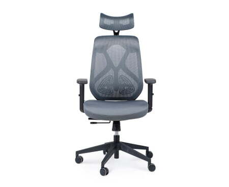 Кресло офисное / Имидж / черный пластик / серая сетка / серая ткань (Серый)