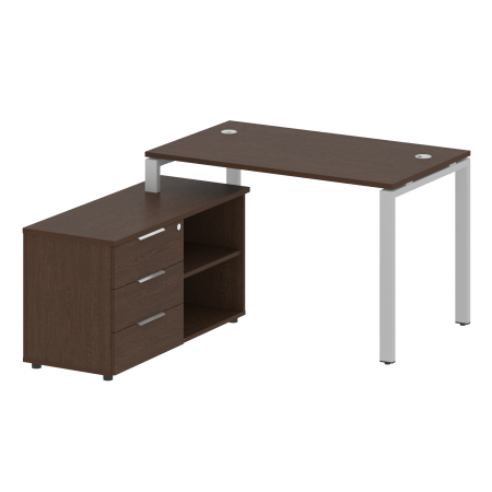Рабочая станция с опорной тумбой левая Metal System Style БП.РС-СТС-2.2 Л 1300x1520x750 (Венге Цаво/Серый металл)