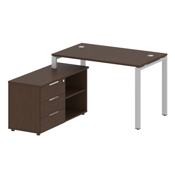 Рабочая станция с опорной тумбой левая Metal System Style БП.РС-СТС-2.2 Л 1300x1520x750 (Венге Цаво/Серый металл)