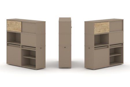 Тумба двойная + высокая надставка ES.NB.2V-29 (1500х410х1520) (Латте/Тиквуд Светлый)