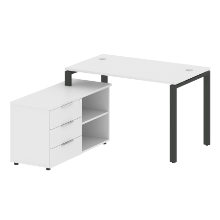 Рабочая станция с опорной тумбой левая Metal System Style БП.РС-СТС-2.2 Л 1300x1520x750 (Белый/Антрацит металл)