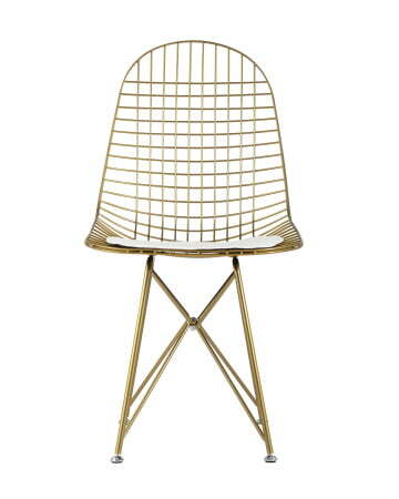 Стул обеденный Eiffel золотой с белой подушкой (Стул кухонный Eiffel золотой) Стул обеденный Eiffel золотой с белой подушкой (Стул кухонный Eiffel золотой)