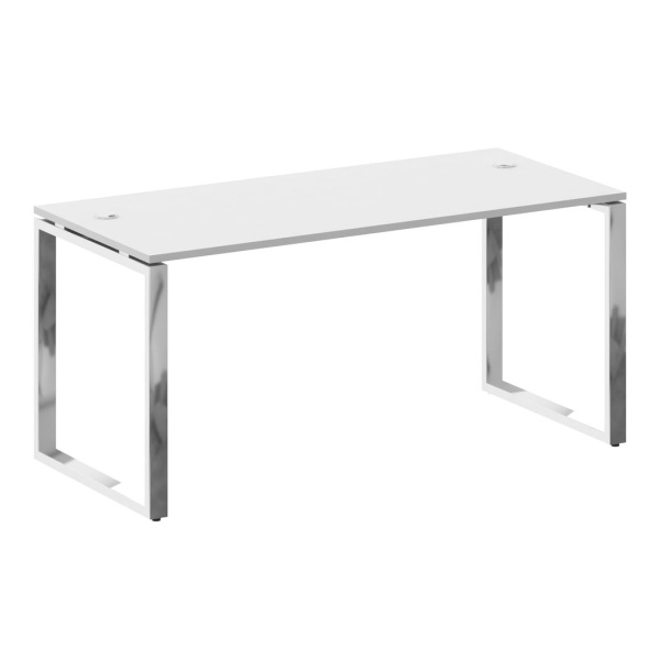 Стол рабочий руководителя на О-обр. м/к 1600x720x750 (Белый/Нерж. Сталь)
