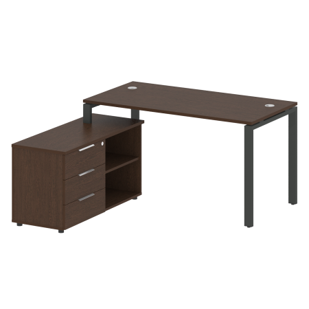 Рабочая станция с опорной тумбой левая Metal System Style БП.РС-СТС-2.3 Л 1500x1520x750 (Венге Цаво/Антрацит металл)