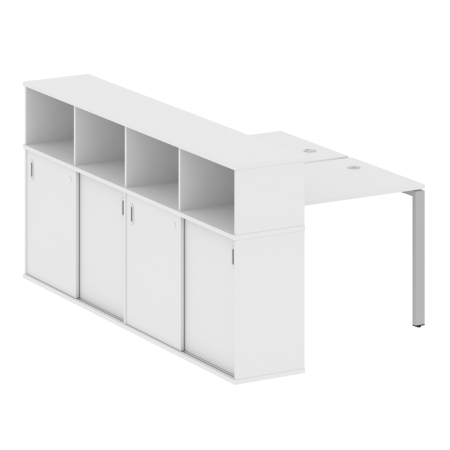Рабочая станция с опорным шкафом-купе Metal System Style БП.РС-СШК-4.1 1410x2332x1098 (Белый/Серый металл)