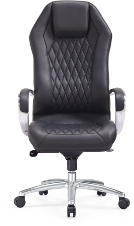 Кресло руководителя _Aura черный кожа крестов. алюминий (Черный) Кресло руководителя _Aura черный кожа крестов. алюминий (Черный)