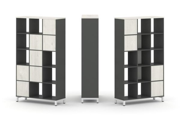 Набор стеллажа 1 сторонний, 5 ярусов SN.NS-531 (1121х400х1982) (Антрацит/Дуб Наварра/Металл Белый) Набор стеллажа 1 сторонний, 5 ярусов SN.NS-531 (1121х400х1982) (Антрацит/Дуб Наварра/Металл Белый)